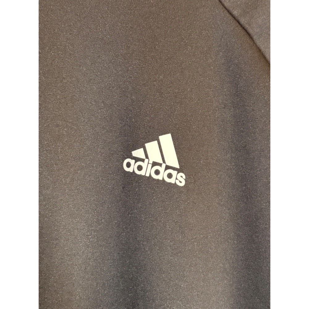 Adidas Climalite T-Shirt Mens Large Black Good Short Sleeve Logo Side Stripes - Picture 2 of 6
